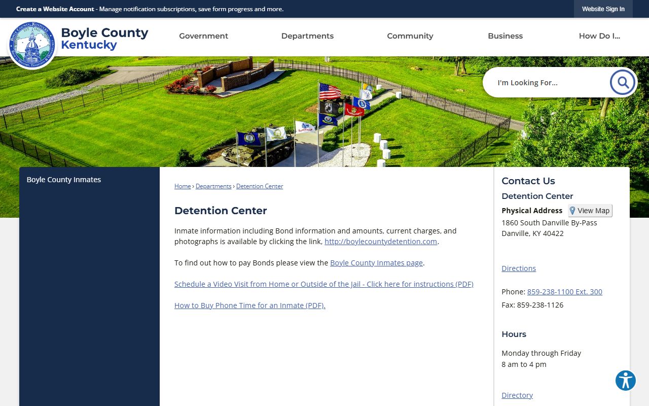 Boyle County detention page for Mercer County jail mugshots and inmate records